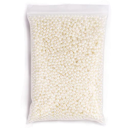 7500PCS Pearl Beads for Jewelry Making 4mm Small Seed Beads Bulk | Round Faux Pearls Beads with Holes for Bracelet Necklace Earrings Crafting - color: ivory(4mm)