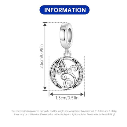 2 Pack 925 Sterling Silver Butterfly Letter Charms for Bracelets and Necklace Alphabet Initial Dangle Pendants Round Spacer Beads Pave Cubic Zirconia Jewelry Gift for Women - color: O Set