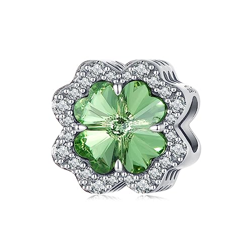 925 Sterling Silver Charms for Bracelet Jewelry Gifts for Women - color: Four leaf clover