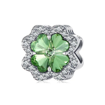 925 Sterling Silver Charms for Bracelet Jewelry Gifts for Women - color: Four leaf clover