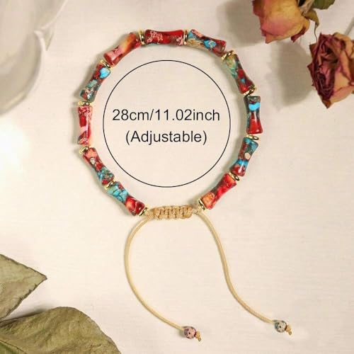 7 Chakra Bracelet Bohemian Handmade Leather Wrap Healing Protection Natural Stone Yoga Beaded Bracelets Boho Friendship Jewelry - color: Purple Red