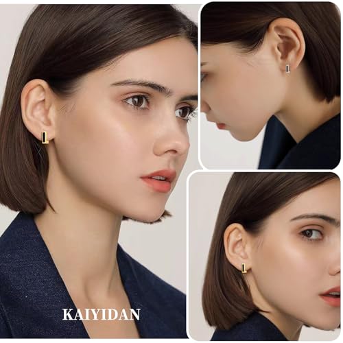 2 Pairs Gold/Silver Hoop Earrings For Women Set Trendy,14K Plated Gold Chunky Huggie Hoop Earings Pack,Oval Twisted Statement Silver Hoops,Fashion Jewelry Gift - color: B1 Black Square Hoops set