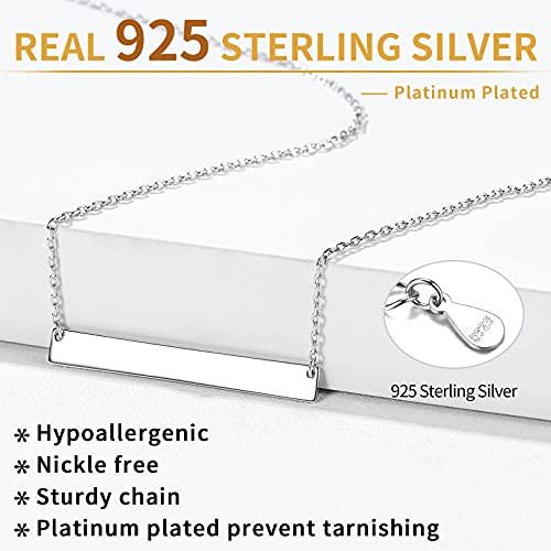 ChicSilver Customizable Vertical Bar Pendant Necklace 925 Sterling Silver Y Necklace Simple Fashion Jewelry Gifts for Women - style: E. 5mm Horizontal Bar-Silver