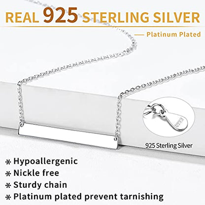 ChicSilver Customizable Vertical Bar Pendant Necklace 925 Sterling Silver Y Necklace Simple Fashion Jewelry Gifts for Women - style: E. 5mm Horizontal Bar-Silver
