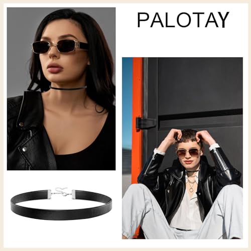 Black Choker Necklace Set Velvet Lace Choker Daisy Gothic Punk Classic Choker - color: 4pcs black leather