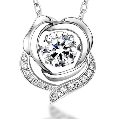 ARINZA Moissanite Necklace for Women, 1 Ct 925 Sterling Silver Dancing Stone Pendant, 18+2 Inch Chain, Valentine’s Day Christmas Gift for Her, Wife, Mom, Anniversary, Birthday - color: 9 Rose.