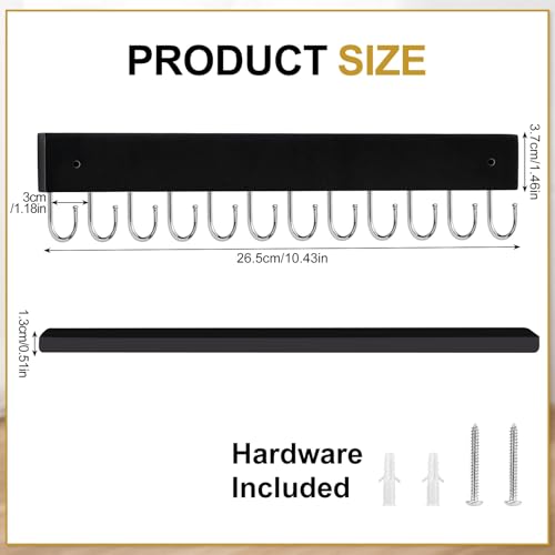 Hanging Jewelry Organizer, 2 Pack Wall Mount Wooden Holder | Natural Wood, 24 Rotating Hooks, Wall Mounted With Screws, For Necklaces, Bracelets, Earrings And Keys - color: Black