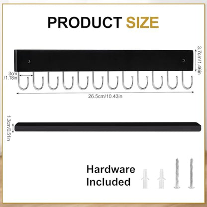 Hanging Jewelry Organizer, 2 Pack Wall Mount Wooden Holder | Natural Wood, 24 Rotating Hooks, Wall Mounted With Screws, For Necklaces, Bracelets, Earrings And Keys - color: Black