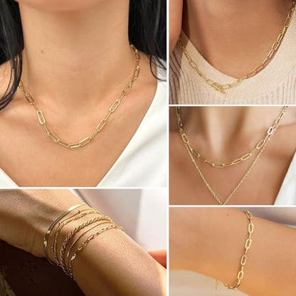 16Ft Stainless Steel Paperclip Chain for Jewelry Making, 3.5mm Width Gold Plated Paper Clip Link Chains Roll for DIY Necklace Bracelet Jewelry Making Supplies with Lobster Clasps Soft Tape Measure - color: Paperclip 3.5mm Gold