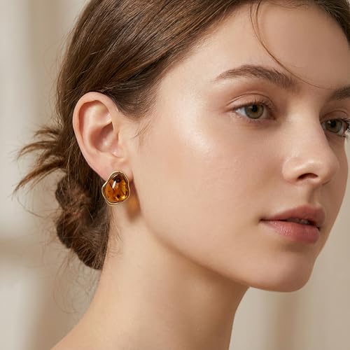 Vintage Stud Earrings, Luxury Geometric Maillard Earring Gold Plated Retro-Chic Studs Earrings， Vintage Unique Fashion Jewelry Gifts for Women