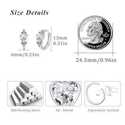 Celtic Knot Earrings Heart Hoops S925 Sterling Silver Irish Earrings Cartilage Hoop Earrings Small Hoop Earrings for Women - style: 0964F