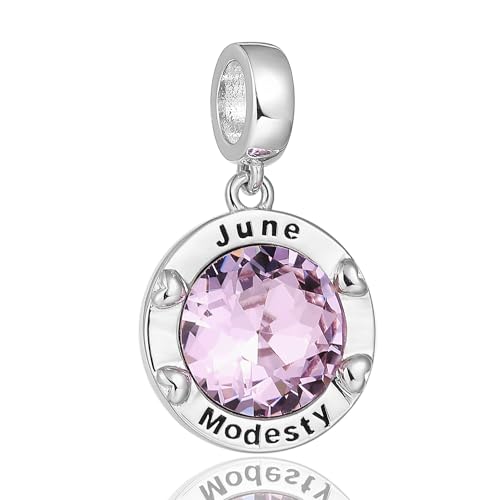 Birthstone Charms for Women Bracelets Birthday Bead Charms fit Pandora Bracelets Mothers Day Gifts for Women - color: 06-June(Alexandrite)