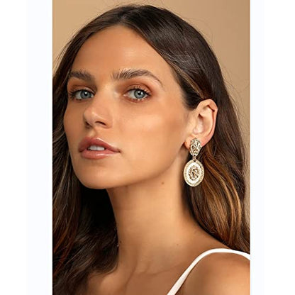 Gold Metal Clip On Earrings for Women Non Pierced Dangle Drop Earrings Multiple Styles - color: gold lion head