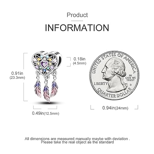 HONGRUI 925 Sterling Silver Charm for Bracelets Fashion Women Jewelry Gift - color: Purple Dream Catcher