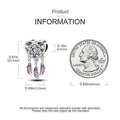 HONGRUI 925 Sterling Silver Charm for Bracelets Fashion Women Jewelry Gift - color: Purple Dream Catcher