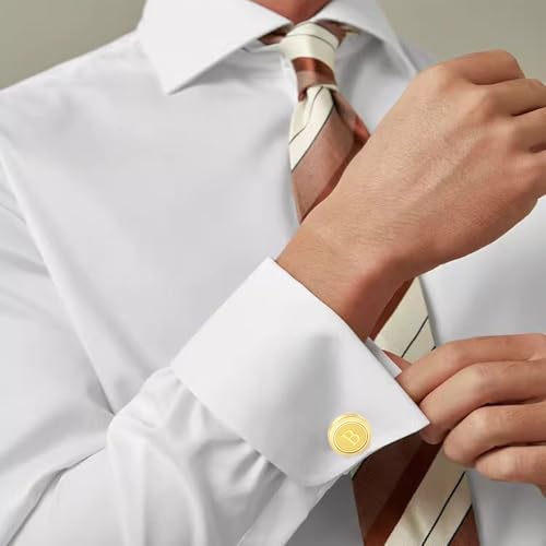 GWD Initial Cufflinks for Men Classic Cuff links Mens Letter Shirts CuffLinks Wedding Gift - color: B