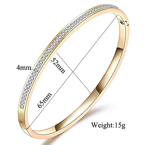 MYNENEY Womens Bracelets Stainless Steel Pave Cubic Zironia Stackable - color: 1 Row Crystal Gold, size: 7 Inch