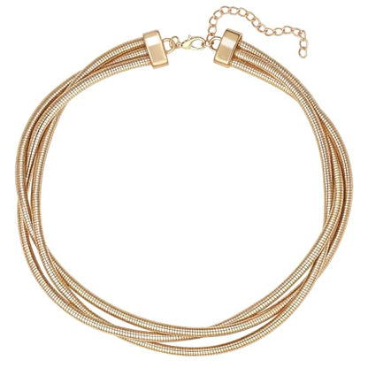 Chunky Gold Collar Choker Statement Necklace for Women Trendy | Gold Plated Layered Twist Flat Thick Snake Herringbone Chain African Torque Necklace Prom Boho Necklaces Party Jewelry Gift - style: 3 Twisted Chain/Gold