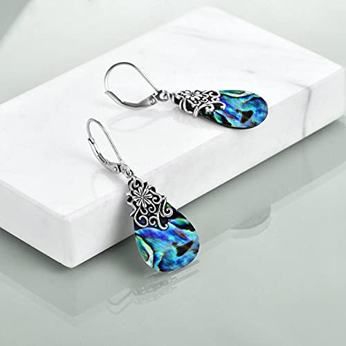 POPLYKE Dragonfly Butterfly Hummingbird Sunflower Earrings 925 Sterling Silver Abalone Shell Moonstone Leverback Earrings Jewelry - style: Filigree