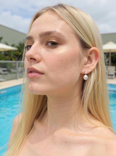 Pearl Drop Earrings Cubic Zirconia Stone Pearl Stud Earrings for Prom, Bridesmaids, Birthday Women Jewelry - color: Clear CZ Stone