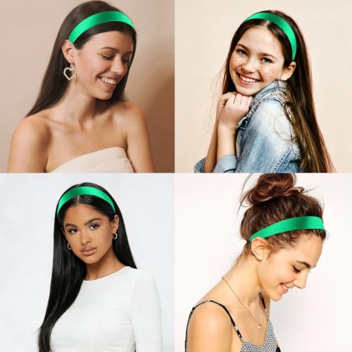 Wecoe Satin Headbands, 16 Pcs 1 Inch Hair Bands for Women & Girls(Set H) | Great for daily wear, festive looks & DIY crafts - color: Set H