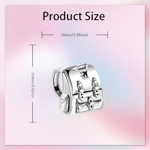 Bible Family Mom Wife Love Heart Dangle Charm 925 Sterling Silver Charms fits Bracelets and Necklace Pendant Bead Charms Jewelry Present for Women Family Friends - style: Backpack Charm