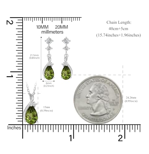 immobird 925 Sterling Silver Infinity Birthstone Jewelry Set Teardrop | Birthstone Necklace and Earring Set, Small Pear-shape Pendant, Drop Earring, Timeless Gift for Her, Daily Wear, Nice Gift Box - color: 08-Aug.