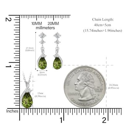 immobird 925 Sterling Silver Infinity Birthstone Jewelry Set Teardrop | Birthstone Necklace and Earring Set, Small Pear-shape Pendant, Drop Earring, Timeless Gift for Her, Daily Wear, Nice Gift Box - color: 08-Aug.