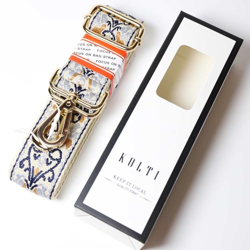 Kolti Purse Strap Replacement Crossbody Handbag Stripe Wide Adjustable - color: Gold Buckle-375
