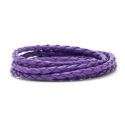 Xusamss Fashion Alloy Buckle Multilayer Leather Wrap Cuff Bracelet,7.5inches - color: Purple