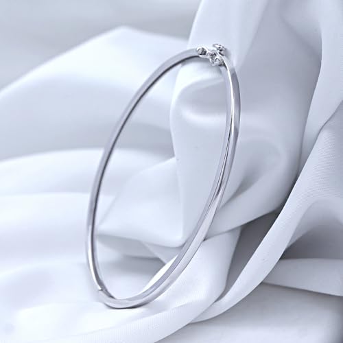 Classic Plain Design & 7 inch Bangle Bracelet for Women | Metal: Sterling Silver|Stone: Moissanite - color: Classic Plain