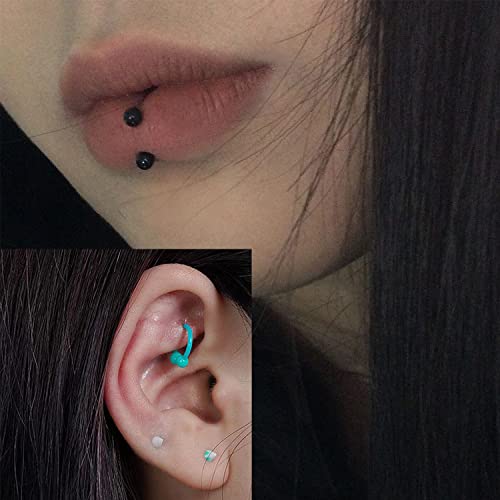 18G 16G 14G Plastic Septum Rings Flexible Lip Rings Hoops Septum Nose Rings Smiley Piercings Acrylic Horseshoes Cartilage Helix Rook Daith Earrings Piercing Retainer for Work 8mm 10mm 12mm - color: 14G-8mm(5/16") Hoop