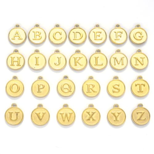 208Pcs/8 Sets Silver Letter Charms A-Z Alphabet Metal Initial Charms kit for Jewelry Making DIY Bracelets Necklaces and keychain making - color: Gold