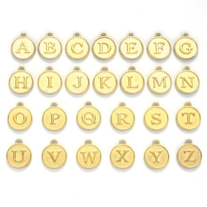 208Pcs/8 Sets Silver Letter Charms A-Z Alphabet Metal Initial Charms kit for Jewelry Making DIY Bracelets Necklaces and keychain making - color: Gold