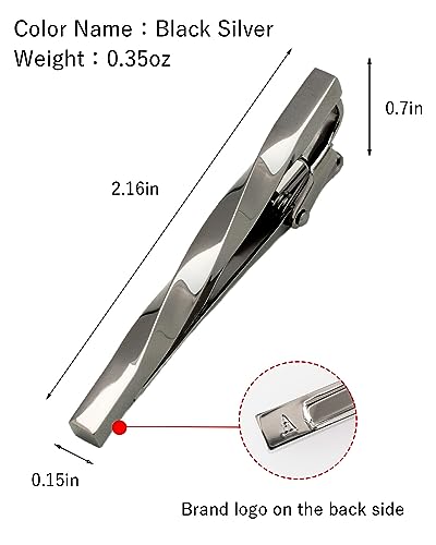 [TAVARAT] Tie Clip Tie Clips for Men twist type Black Silver Tie Bar Tie Pin Tps-077 - style: 2set