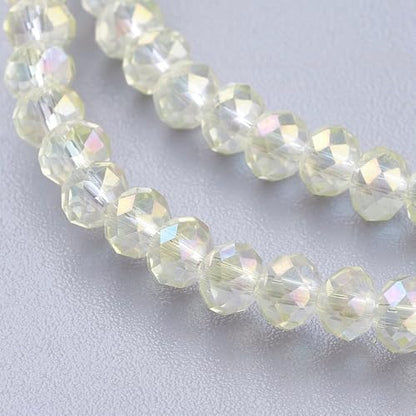 1450pcs Faceted Rondelle Glass Seed Beads 3x2mm Mini Crystal Loose Spacer Beads for DIY Friendship Bracelet Necklace Beading Craft Jewelry Making Ornament, Beige - color: Beige