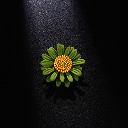 Multicolor Cute Daisy Flower Brooch Pins, Plant Sunflower Suit Lapel Pin,Pink Yellow White Sun Flower Dress Neckline Pin Enamel Charm Daisy Coat Collar Brooch for Women Girls Men Jewelry Gifts - color: B green