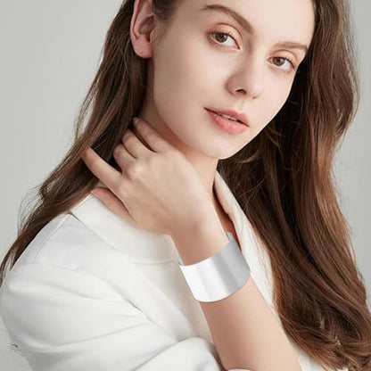 Wide Cuff Chunky Gold Bracelets for Women Open Cuff Bangles Wrist Cuff Bracelets for Women - style: Silver