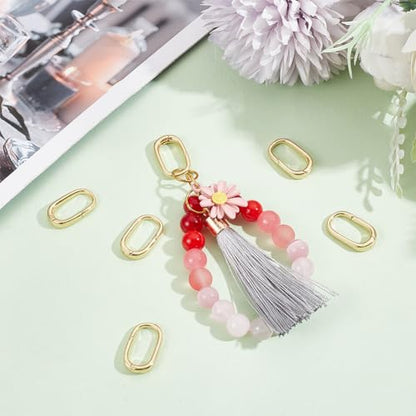 SUNNYCLUE 1 Box 6Pcs Spring O Rings 0.77 inch 18K Gold Plated Brass Trigger Spring O Ring Oval Carabiner Clip Snap Hooks Trigger Keyring Buckle Tiny Hook Clips for DIY Purse Keychain Jewelry Clasps - color: 1 Box 6pcs 18k Gold Plated Rectangle Spring O Ri