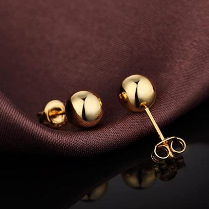 Jiamiaoi Ball Stud Earrings Set Sizes 4mm-10mm,High Polish Finish Ball Studs Hypoallergenic 925 Sterling Silver Stud Earrings for Women Men - color: B-Yellow, size: 5MM