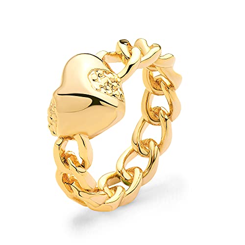 Valloey Rover Gold Rings for Women Non Tarnish Thumb Ring | 14k Gold Plated Adjustable Open Cross Wedding Rings Waterproof Fashion Statement Jewelry for Women Trendy Gift - color: heart