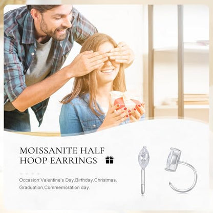 925 Sterling Silver Moissanite Huggie Half Hoop Earrings for Women - style: style 5