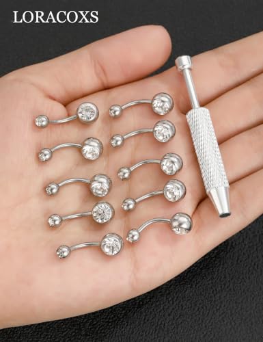 Long Belly Button Rings, Navel Piercing Jewelry for Women | 16mm 14mm 12mm 10mm 8mm Stainless Steel Extral Long Bar 14G - size: 10MM