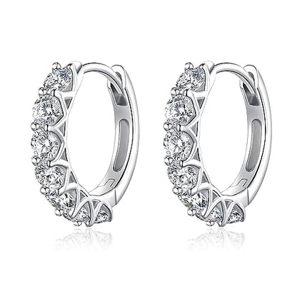 JSGEMSLEE Hypoallergenic Cubic Zirconia Hoop Earrings for Women 925 Sterling Silver Huggie Hoops Earrings CZ Earrings Jewelry Gifts - color: 16mm Hoop