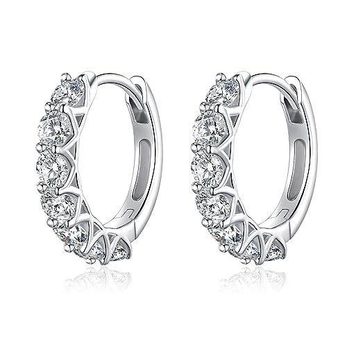 JSGEMSLEE Hypoallergenic Cubic Zirconia Hoop Earrings for Women 925 Sterling Silver Huggie Hoops Earrings CZ Earrings Jewelry Gifts - color: 20mm Hoop