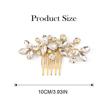 JAKAWIN Bridal Hair Accessories Wedding Hair Clip Silver Hair Comb Women | Crystal Rhinestone Bride Headpiece - color: Gold