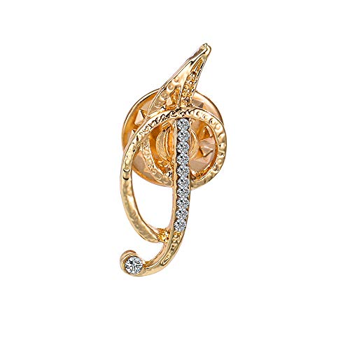 Initial Letter Brooch Pin Small Lapel Pin Tie Tack Name Personalized Gifts for Women Men Gold A-Z - style: I