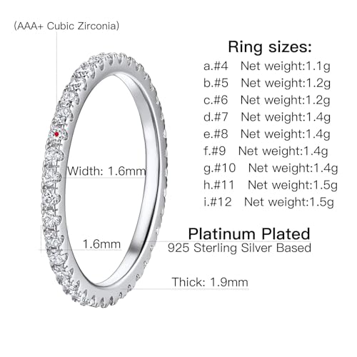 14K Gold Plated Stackable Ring - Timeless Eternity Bands Adorned with Genuine CZ Simulated Diamonds, Ideal for Women Who Cherish Glamour and Adaptable Style - color: Silver