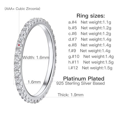 14K Gold Plated Stackable Ring - Timeless Eternity Bands Adorned with Genuine CZ Simulated Diamonds, Ideal for Women Who Cherish Glamour and Adaptable Style - color: Silver
