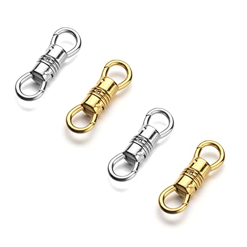 Zpsolution Swivel Bails for Pendants, Dual Ended Connecter Charm | Charm Attachment Clasp, Double Sided Clip Necklace, Double Carabiner Necklace Fastener, Swivel Dog Clasp - color: 2 Glod 2 Silver